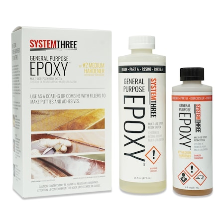 System Three Resins General Purpose Epoxy Resin with No 2 Medium Hardener, 1.5 Pints, Medium Amber 0102K40